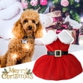 thumbnail image 3 of Cosplay Santa Claus Pet Dress - Belt Decoration, Bow Tie, Comfortable, Breathable - Party Accessory - Golden Velvet Christmas Festival Pet Skirt for Puppy, 3 of 8