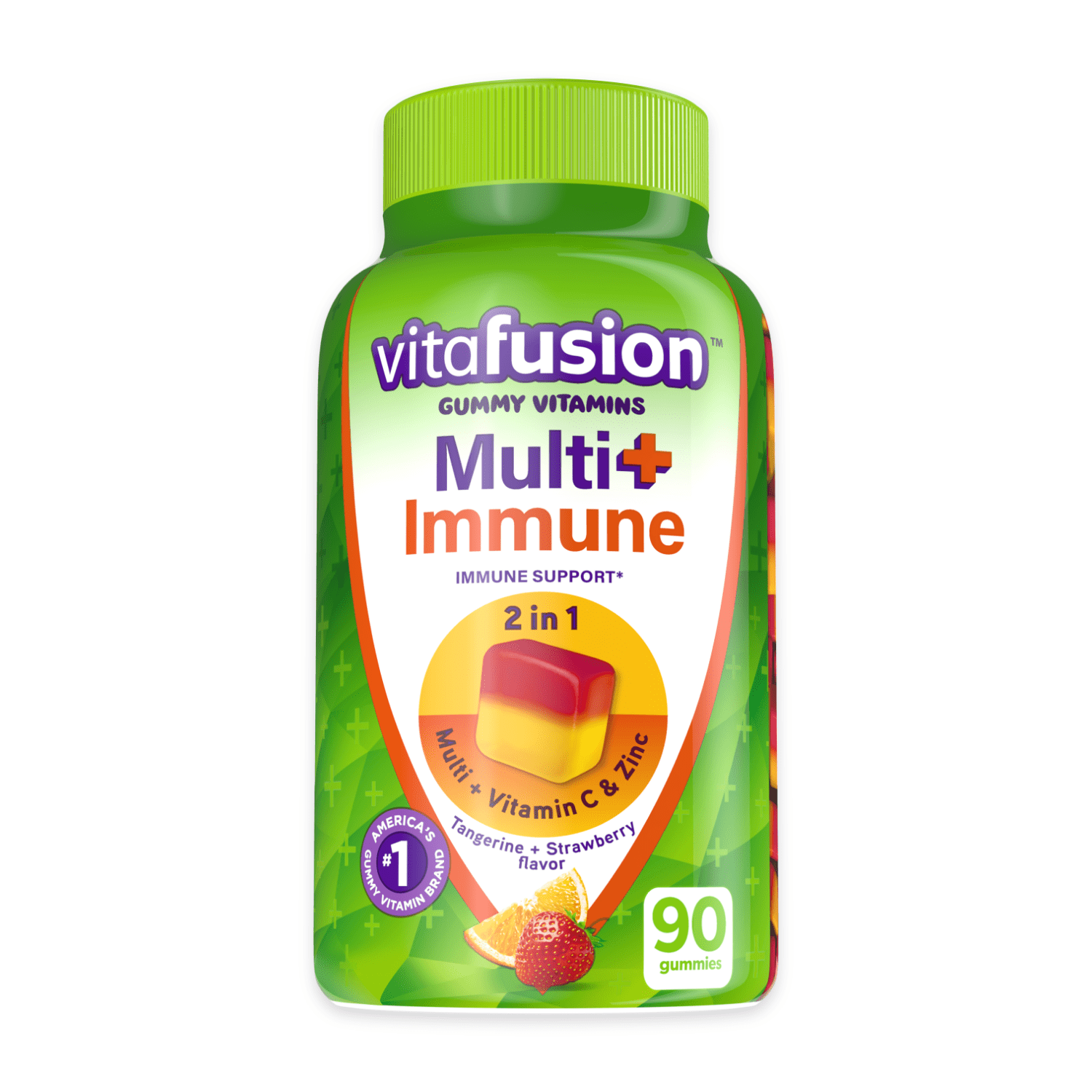 Vitafusion Multi+ Immune Support*  2-in-1 Benefits & Flavors  Adult Gummy Vitamins with Vitamin C, Zinc, Daily Multivitamins, 90 Count
