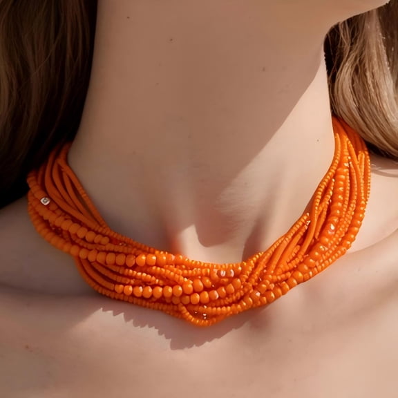 Coiris Chunky Beaded Necklaces for Women Boho Multi Strand Statement Crystal Choker Necklace Summer Beach Jewelry for Women