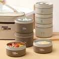 thumbnail image 3 of keepw Convenient Storage Bento Lunch Box Adults Insulated Lunch Box Lightweight Coffee color 4 floors, 3 of 6