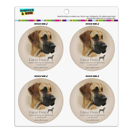 

Great Dane Dog Breed Refrigerator Fridge Locker Vinyl Circle Magnet Set
