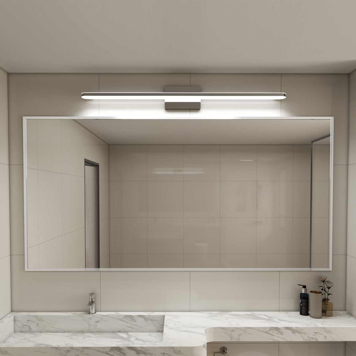Modern LED Vanity Lights for Bathroom 32IN 16W Daylight White Chrome Light Fixtures Bathroom Lights Over Mirror Vanity Lighting Fixtures Vanity Light On-Site