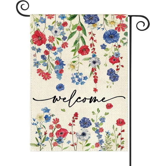 4th of July Patrioctic Garden Flag 12.5 x 18 Inch Double Sided God Bless America Memorial Day Floral Yard Flag Vertical Summer Seasonal Farmhouse Yard Outdoor Decoration