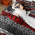 thumbnail image 4 of Castle Fairy Leopard Zebra Print Bedding Comforter Set 7-Piece for Boys Girls,Abstract Stripes King Bedding Sets,Animal Print Ultra Soft Bed Sheets,Luxury Bedroom Decor,Reversible, 4 of 7