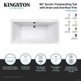 thumbnail image 5 of Kingston Brass VTSQ663422M2 66" Acrylic Rectangular Double Ended Freestanding Tub with Overflow/Drain Assembly, Glossy White/Polished Brass, 5 of 8