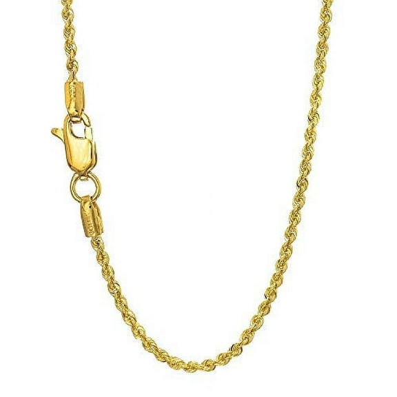 JewelStop 14k Solid Yellow Gold 1.5 mm Rope Chain Necklace, Lobster Claw Clasp - 20 Inches, 4.7gr.