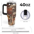 thumbnail image 2 of 40 oz Insulated Tumbler with Handle, Leak-Proof Straw Lid, Stainless Steel Travel Mug for Car & Road Trips - Roma Retro Building, 2 of 6
