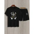 thumbnail image 3 of Traje de verano de manga corta para hombre, camiseta para hombre, estampado de tendencia, traje de cuello redondo para hombre con traje deportivo de dos piezas para hombre, 3 of 4