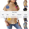 thumbnail image 3 of Women's 3D Floral Sweater Casual Crochet Pullover Tops Side Button Down Turtleneck Sweater Black Free Size, 3 of 6
