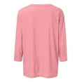 thumbnail image 4 of Ehtmsak 3/4 Length Sleeve Shirts Women Sunflowers Elbow Tunic Tops Lightweight Plus Size Sweatshirts Casual Summer Blouses for Leggings Pink L, 4 of 4