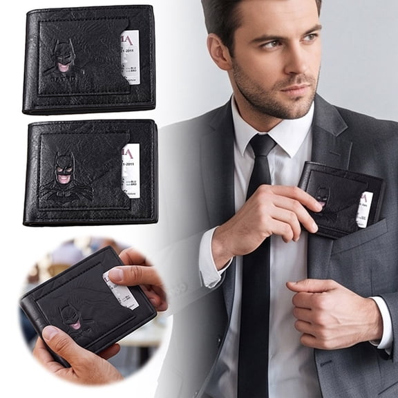 Wallet for Men Leather Bat Wallet, Card Holder with Multiple Card Slots, Face Eyes Cutout Card Holder for Valentine's Day and Father's Day