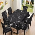 thumbnail image 2 of TSOVTHRID Black Marble Texture Print Tablecloth with Chair Covers Set of 7, Removable Rectangle Table Cloth Seat Slipcover Dining Chair Protector for Home Kitchen Holiday Decor, 2 of 6