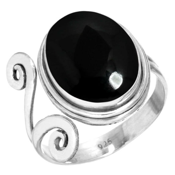 925 Silver Ring For Women - Teens Natural Black Onyx Stone Silver Ring Size 11.5 July Birthstone Fashion Silver Ring Size 11.5 Gift For Mom On Easter 925 Gemstone Silver Jewelry