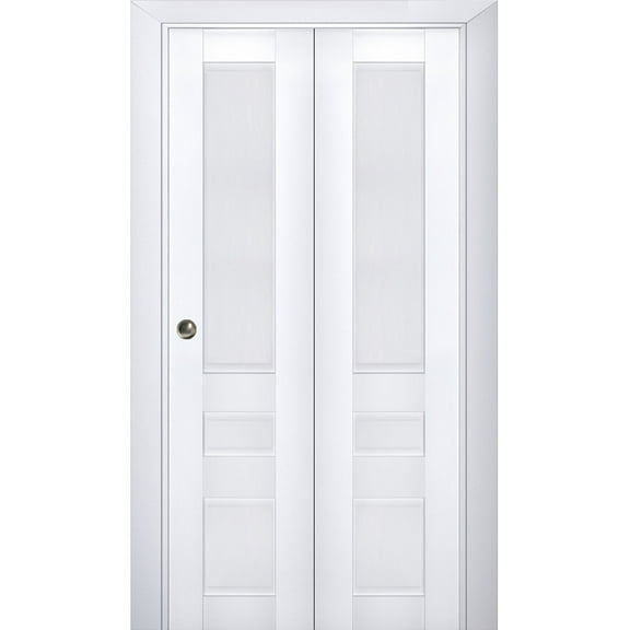 Sliding Closet Bi-fold Doors | Veregio 7411 White Silk