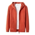 thumbnail image 4 of KHONTS Men's French Terry Hoodies Full -Zip Drawstring Jackets Casual Lightweight Soft Hooded Sweatshirts with Pockets Orange XL, 4 of 6