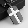 thumbnail image 2 of HZMAN Isaiah 41:10 Jewelry, Stainless Steel cross Dog Tag Necklace STRENGTH Bible Verse (Black & Silver), 2 of 7