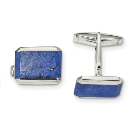 - 925 Sterling Silver Rectangle Lapis Cuff Links Mens Cufflinks Link Dad Mens Gift Set