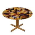 thumbnail image 3 of WYYP  Round Edge Closing Tablecloth, Abstract Elastic Edged Tablecloth, Cubes and Blocks Geometric Digital Graphic Art, Fit Round Tables, for Outdoor Indoor Use, Black Yellow Brown White, 3 of 7