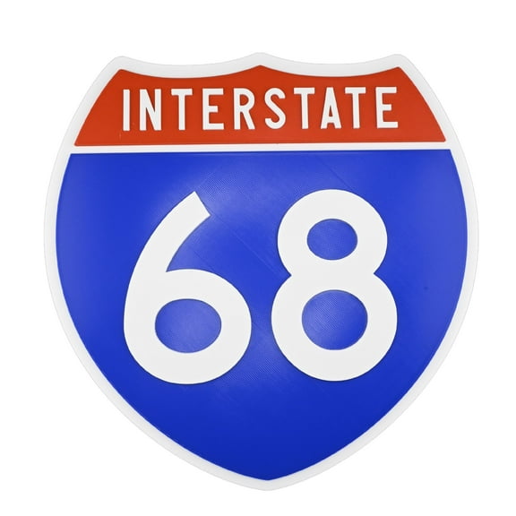 Interstate 68 Road Sign Replica, number Personalized Travel Decor, 8.5" x 8.5"