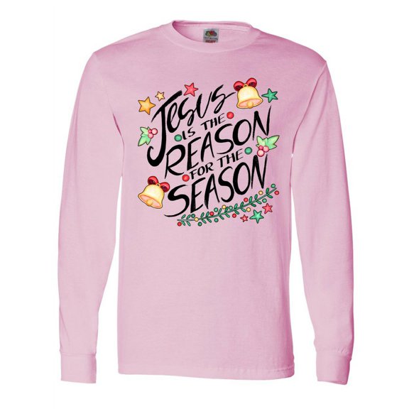 Inktastic Jesus is the Reason for the Season Christmas Bells and Stars Long Sleeve T-Shirt