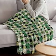 thumbnail image 5 of Throw Blanket Fleece Throw Blanket 50x80in, Saint Patrick's Day Check Shamrocks Soft Lightweight Bed Blankets Green Black Tartan Plaid Fuzzy Couch Blankets for All Season, 5 of 9