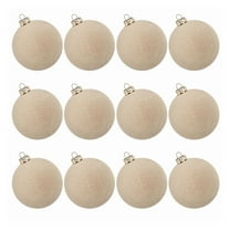 Taotanxi Christmas Velvet Balls 1.97" Flocked Christmas Hanging Ornaments Handmade Velvet Balls Xmas Tree Ornaments Xmas Tree Bulbs for Wedding Anniversary Party(Beige,12 Pcs)