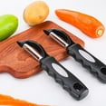 thumbnail image 2 of Ustris 2 Packs Premium Swivel Vegetable Peeler, Soft Grip Handle & Ultra Sharp Stainless Steel Blades, Ergonomic Non-Slip Handle, Perfect Kitchen Peeler for Veggie,Fruit,Potato,Carrot,Apple - Black, 2 of 7