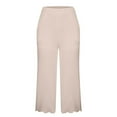 thumbnail image 4 of vdgthytj Casual Capris for Women High Waist Straight Leg Loose Fitted Petal-Shaped Cuffs Summer Beach Capris with Pockets, 4 of 5