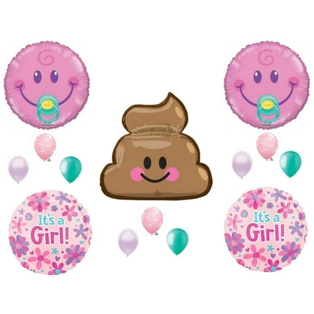 Emoji Poo It's A Baby Girl Shower Balloons Decoration Supplies Pacifier Turd