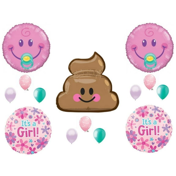 Emoji Poo It's A Baby Girl Shower Balloons Decoration Supplies Pacifier Turd