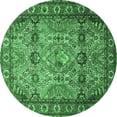 thumbnail image 1 of Ahgly Company Indoor Round Persian Emerald Green Traditional Area Rugs, 5' Round, 1 of 4
