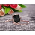 thumbnail image 6 of Bridal Set 2.50 Carat Cushion Cut Black Diamond Moissanite Engagement Ring Set On 10k Rose Gold Art Deco Style Anniversary Gift, 6 of 6