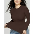 thumbnail image 2 of Women's Inbarely Soft Long Sleeve Tops Crew Neck Slim Fit Basic Casual Going Out Tees Shirts, 2 of 5