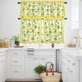 thumbnail image 3 of Summer Lemon Kitchen Curtains Valances and Tiers Set of 3 Fruit Farmhouse Leaf Yellow Edge Tier Curtains and Valance with Rod Pocket for Small Windows, 27.5"x24", 3 of 9