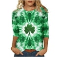 thumbnail image 5 of Mceream St Patricks Day Shirt Women 3/4 Sleeve T Shirts fashion Funny Green Shamrock Printed Graphic Saint Patrick's Tee Holiday Tops Ladies St Patricks Day Tshirts Green S, 5 of 5