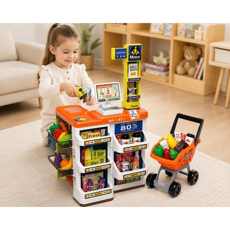 Mundo Toys Supermarket Playset for Kids 60 Pieces Cash Register Mundo Toys Supermarket Playset for Kids 60 Pieces Cash Register