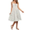 thumbnail image 1 of Vestido Floral de Cuello Halter INSPIRE CHIC para Mujer, Vestido de Verano Sin Mangas, Vestido Midi con Cierre de Encaje, L Blanco Azul, 1 of 6