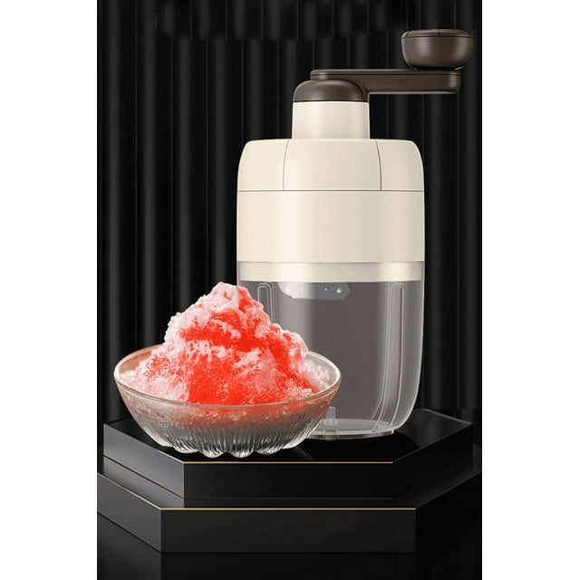 Small Manual Ice Crusher Machine Portable Ice Shaver and Snow Cone Machine with 2 Ice Cube Trays Ice Crusher and Shaved Ice Machines Manual Rotary Ice Crusher-Brown