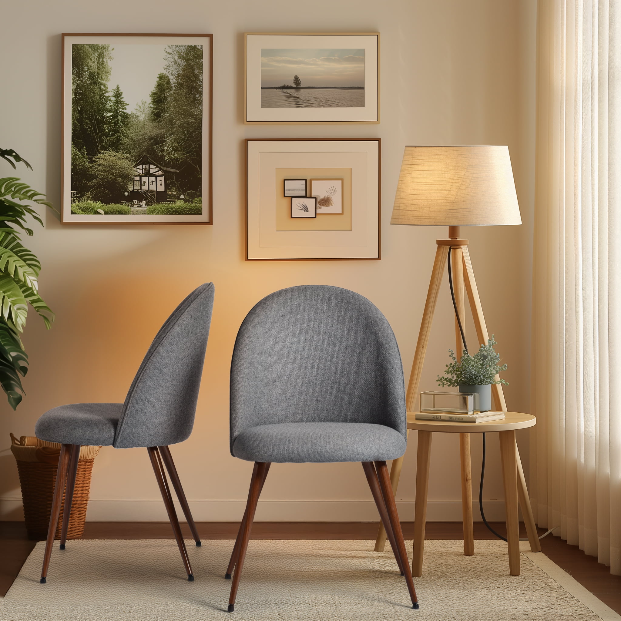 Homy Casa Desk Chairs Set of 2, Upholstered Home Office Reception Guest Chairs, Gray