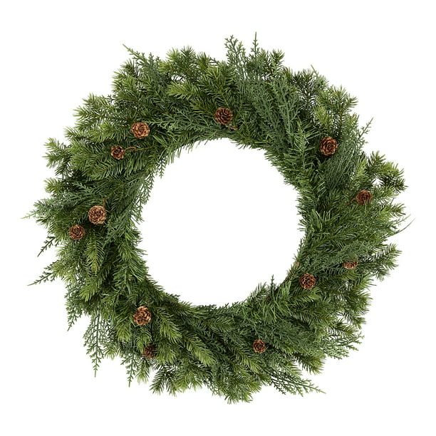 Holiday Time Artificial Sonoma Cypress Evergreen Wreath, 24