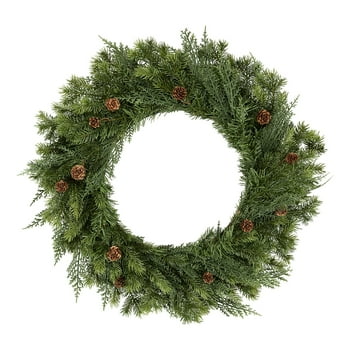 Holiday Time Artificial Sonoma Cypress Evergreen Wreath, 24"