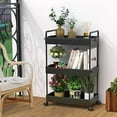 thumbnail image 6 of 3 Tier Rolling Storage Cart with Wheels Slim Craft Nail Makeup Snack Art Baby Utility Cart Organizer on 2 Lockable Wheels for Bathroom Laundry Room Kitchen Bedside Narrow Spaces, Black, 6 of 8