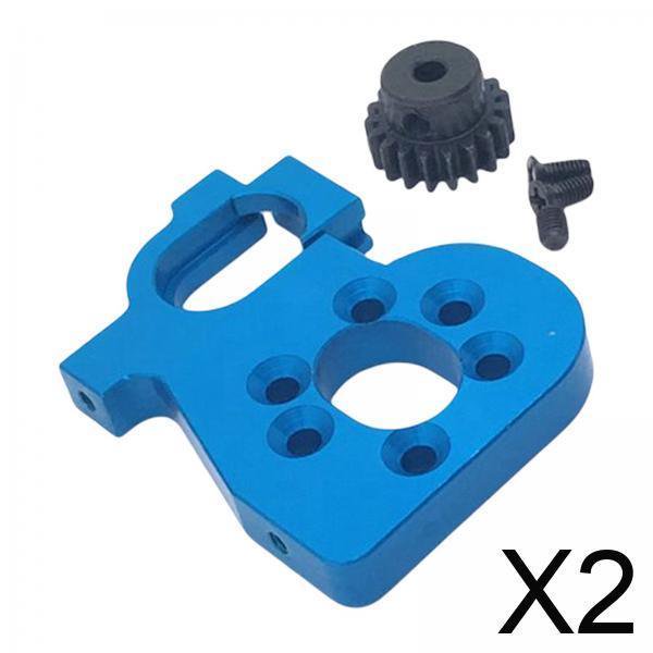 2xRC Car Motor Mount Con Engranaje Para Wltoys 144002 144010 124016 124017 Azul