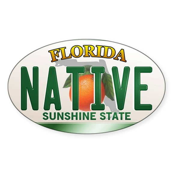 CafePress - NATIVE Florida License Plate Sticker - Sticker (Oval)