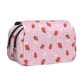 thumbnail image 1 of Disketp Strawberry Floral Estuche de Lápices de Doble Capa con Tapa Abatible y Cremallera, Organizador Escolar para Adolescentes y Adultos, 1 of 7