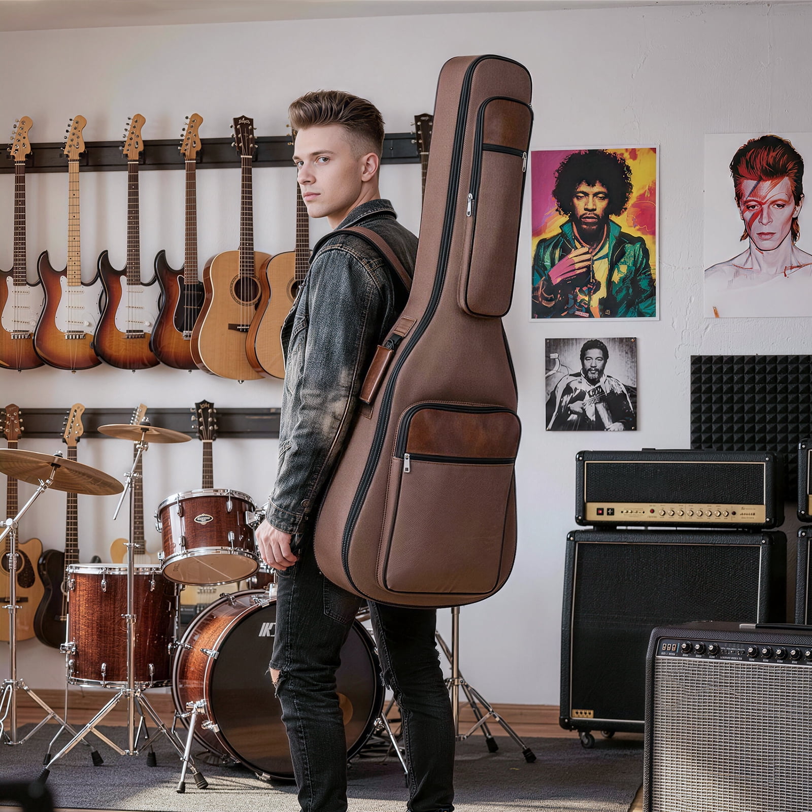 600D Extra-Thick Oxford Cloth Acoustic Guitar Bag with 10mm Sponge Padding (Fits 41/40-inch Guitars)