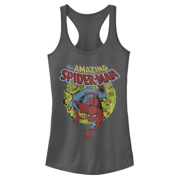 Junior's Marvel Amazing Spider-Man Responsibility Racerback Tank Top Charcoal Large