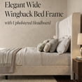 thumbnail image 3 of BrooveWave Full Size Velvet Upholstered Platform Bed with Wingback Headboard, White, 3 of 7