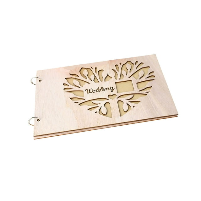Libro de invitados de boda de madera Libro de invitados de boda Álbum de mensajes para la decoración de compromiso de boda para el aniversario de boda (9 #)