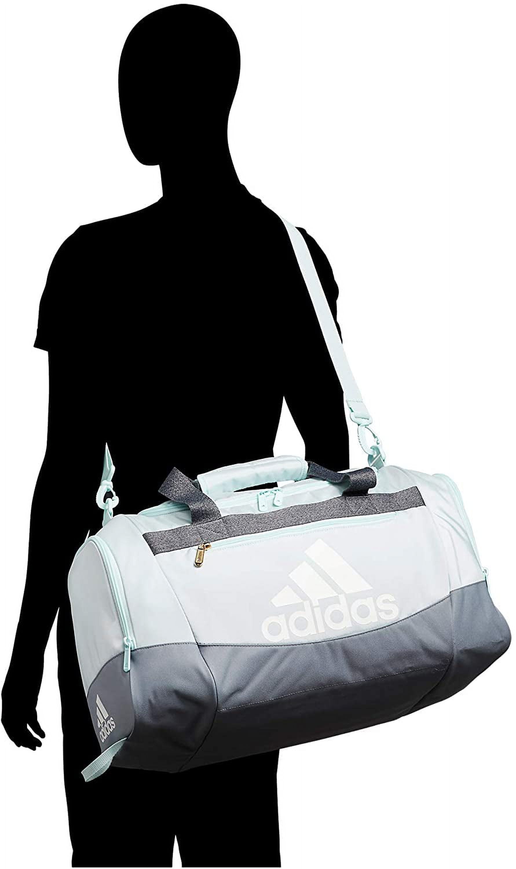 womens adidas defender iv small duffel bag 20.5”x11.75”x11"